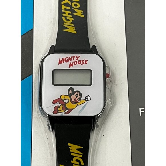 1990 Mighty Mouse Viacom LCD Comic Character Watch Black - Picture 2 of 7